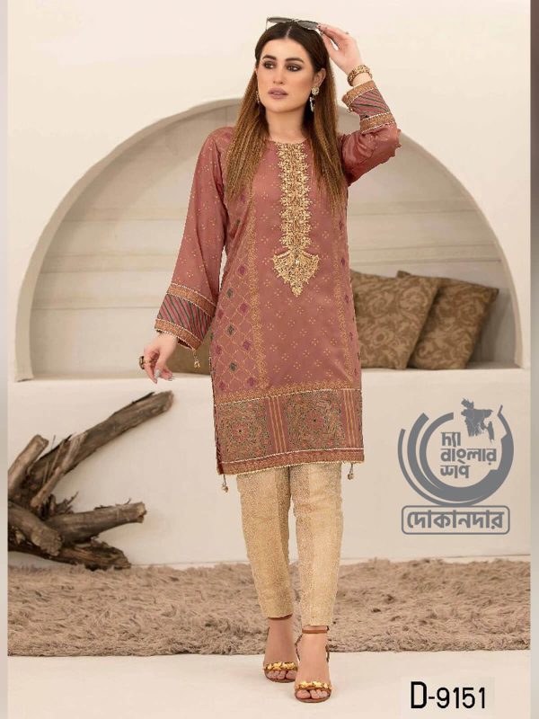 Mystique By Tawakkal Fabric, Silk Screen Print Kurti