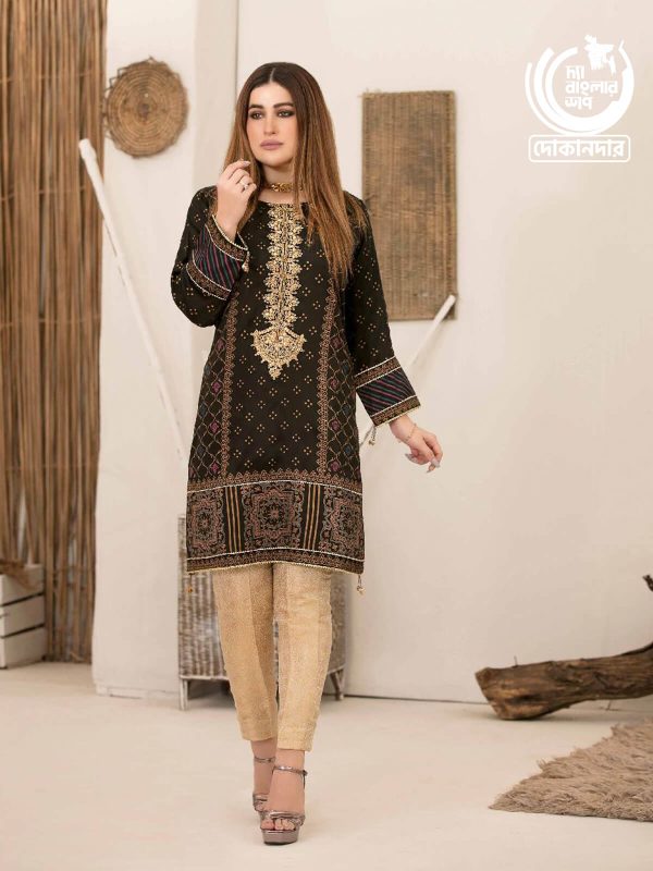 Mystique By Tawakkal Fabric, Silk Screen Print Kurti