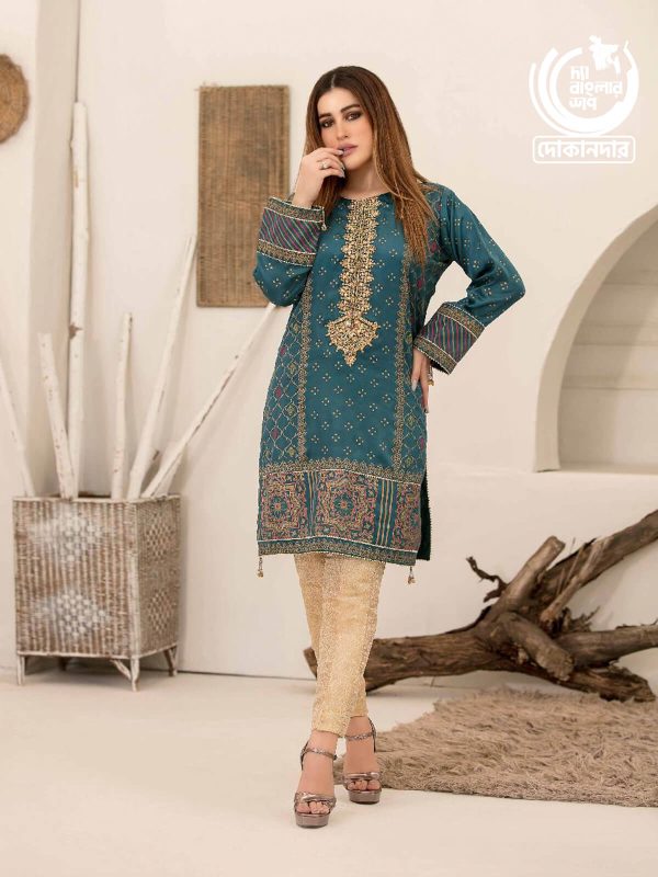 D-9162 Mystique By Tawakkal Fabric, Silk Screen Print Kurti