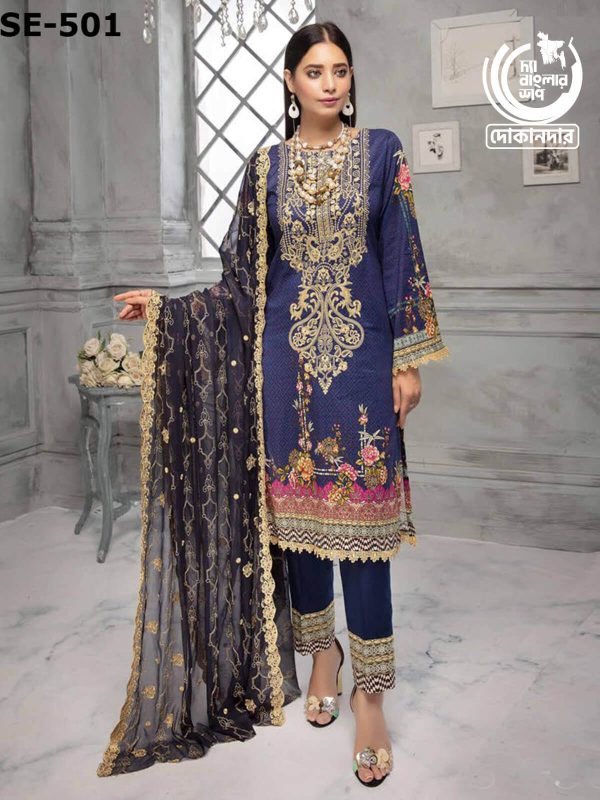 SE-501 NUR Pakistani Lawn Unstitched 3PCs Dress Collection